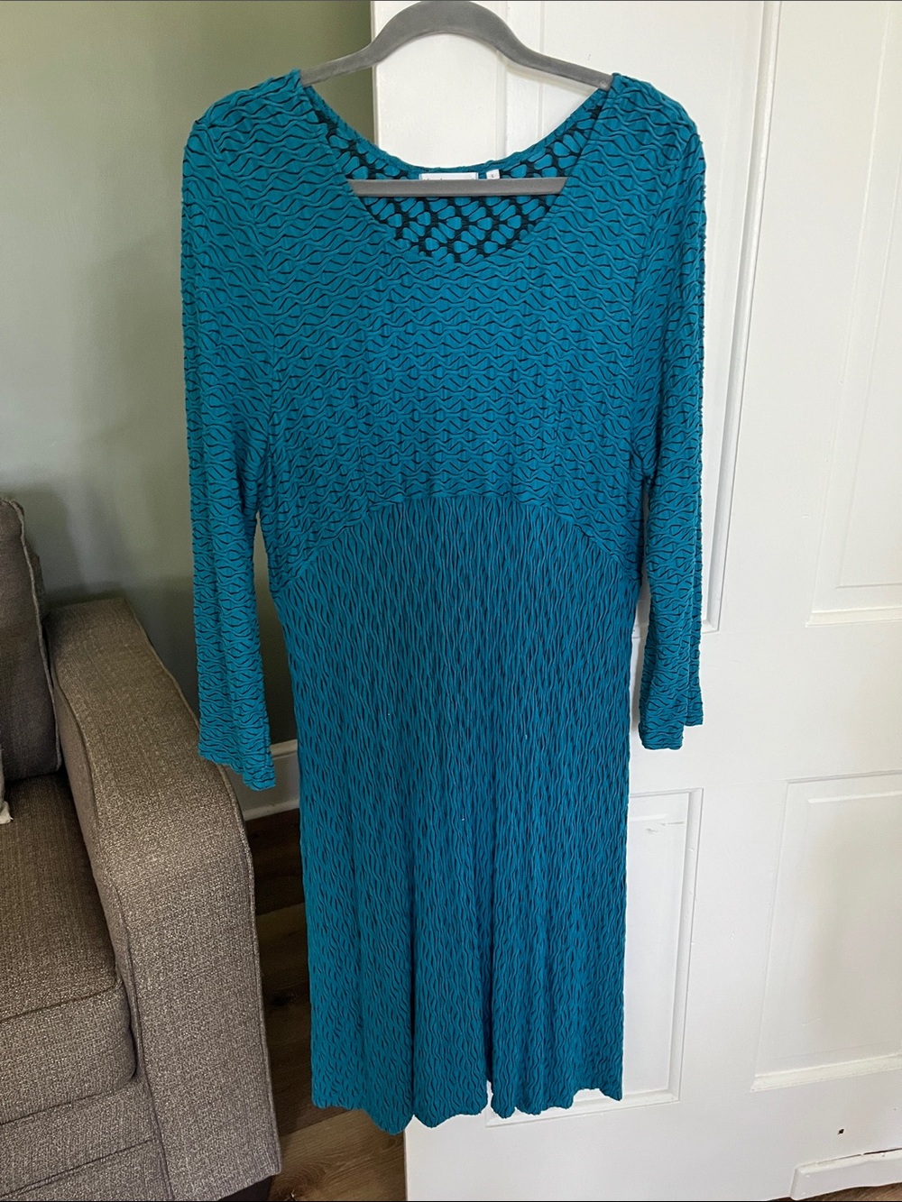 Habitat size L knit dress long sleeves teal black